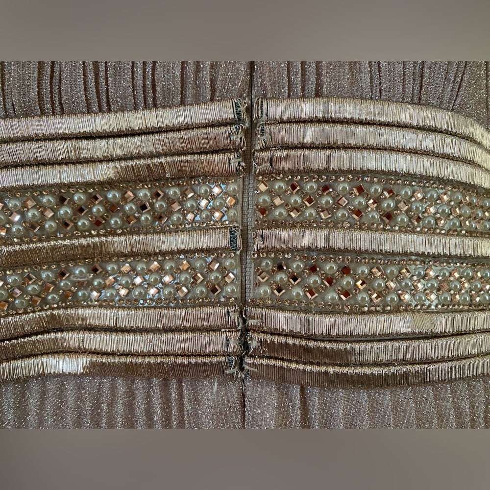 MAC DUGGAL Shimmering Pleated A-Line Pink Rose Gold Tulle Ball Gown 30700 Sz 10 - Picture 12 of 16
